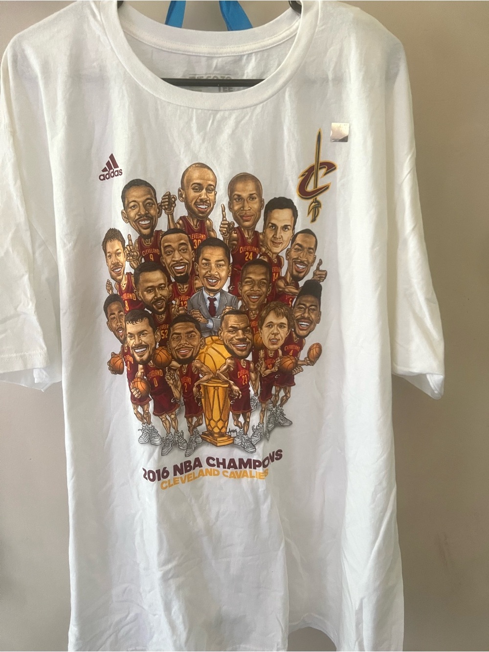 adidas White Cleveland Cavaliers Logo T-Shirt with Gold and Wine Graphic